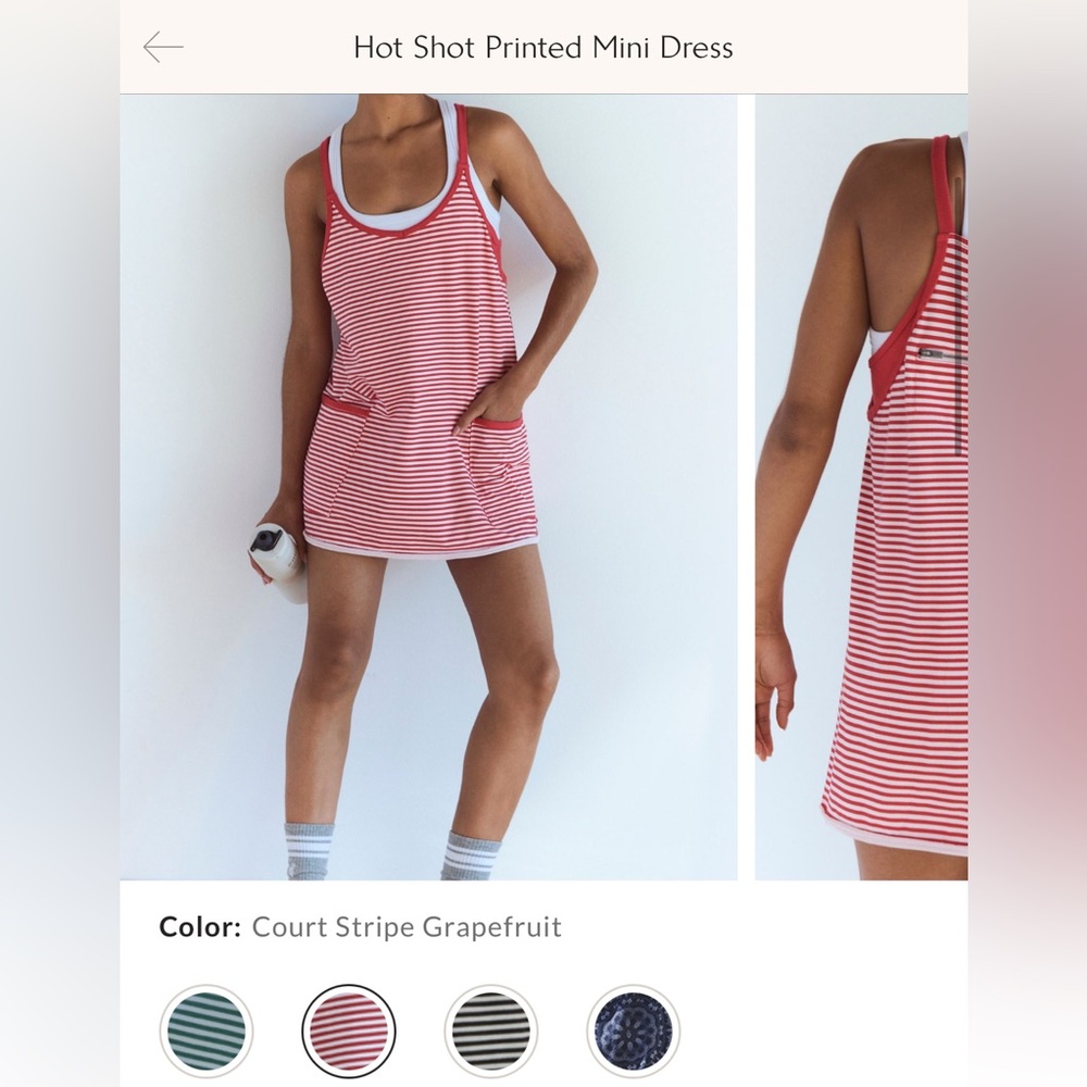 NWOT Free People FP Movement Hot Shot Printed Mini Dress Stripe Grapefruit - M - Picture 6 of 9